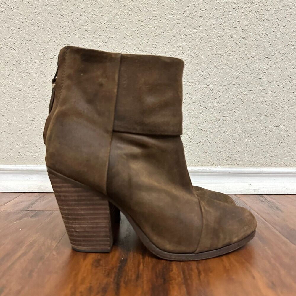 RAG & BONE Classic Newbury Heeled Ankle Boots in Brown Suede